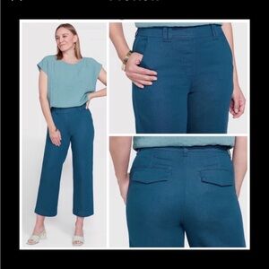 Betabrand Burton Wide Leg Turquoise Crop Chino Pants Size Medium